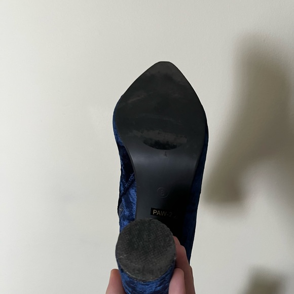 Blue Velvet Over the Ankle Booties - Picture 6 of 8